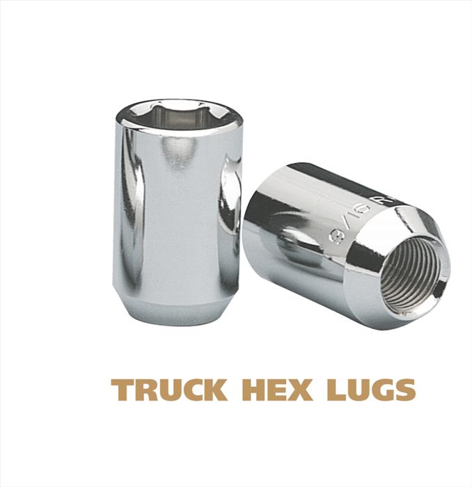 Truck Hex Lugs - 0.92 Inch Diameter Chrome Plated